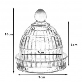 26GL4218 Cloche Ø 9x10 cm Transparent Glass Round Glass Bell Jar