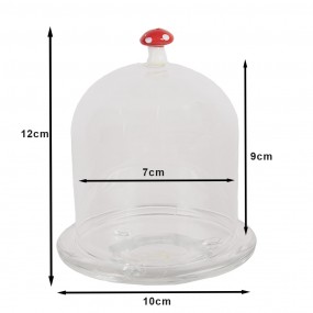 26GL4444 Cloche Ø 10x12 cm Transparent Glass Mushrooms