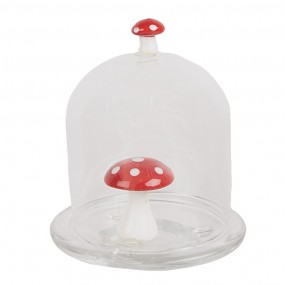 26GL4444 Cloche Ø 10x12 cm Transparent Glass Mushrooms