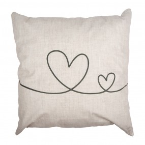 2CHS21 Cushion Cover 45x45 cm Beige Green Polyester Hearts Decorative Cushion