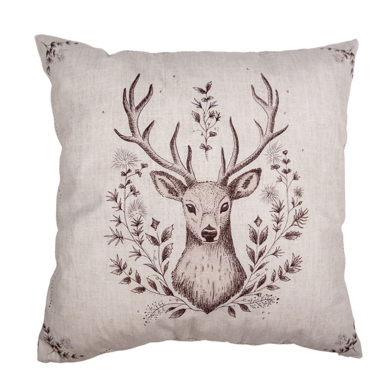 GTW21 Cushion Cover 45x45 cm Beige Polyester Deer Decorative Cushion