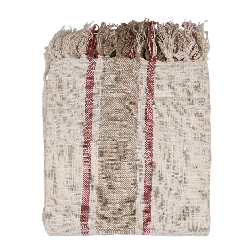 KT060.140 Plaid  125x150 cm Beige Bruin Katoen Strepen Deken