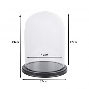 2MT6GL3368 Cloche Ø 23x29 cm Transparent Glass Wood