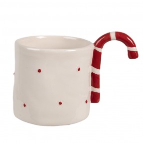 26CEMU0153 Mug 325 ml Beige Ceramic Candy Cane Christmas Tea Mug