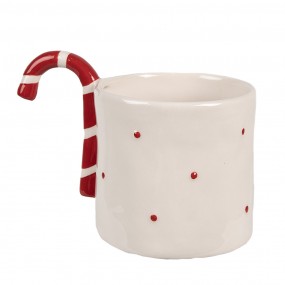 26CEMU0153 Mug 325 ml Beige Ceramic Candy Cane Christmas Tea Mug