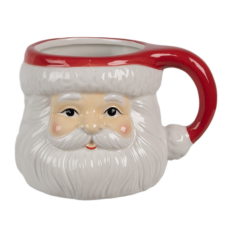 6CEMU0154 Tasse 400 ml Weiß Rot Keramik Weihnachtsmann