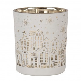 26GL4657 Porte-bougie set de 3 Blanc Verre Maisons