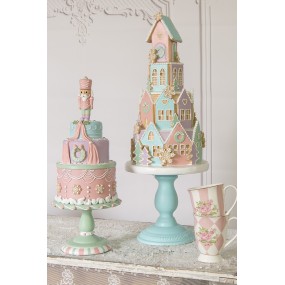 25PR0136 Gingerbread house 59 cm Blauw Roze Kunststof Peperkoekhuisje