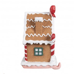 26PR4258 Haak Kerstsok Gingerbread house 13x11x18 cm Bruin Kunststof