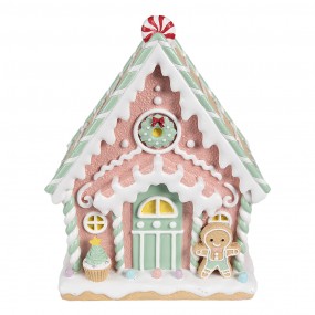 26PR4263 Gingerbread house 20x16x25 cm Pink Plastic Gingerbread house