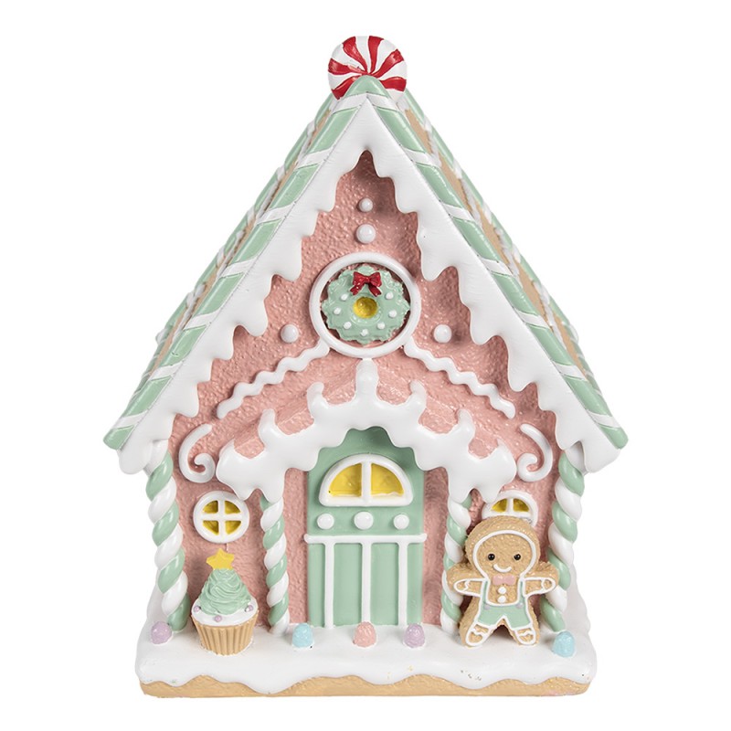 6PR4263 Gingerbread house 20x16x25 cm Pink Plastic Gingerbread house