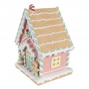 26PR4263 Gingerbread house 20x16x25 cm Pink Plastic Gingerbread house