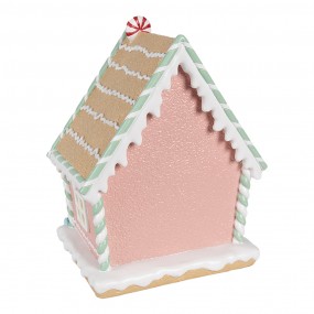 26PR4263 Maison en pain d'épices 20x16x25 cm Rose Plastique Maison en pain d'épices