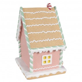 26PR4263 Maison en pain d'épices 20x16x25 cm Rose Plastique Maison en pain d'épices