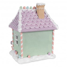 26PR4267 Lebkuchenhaus 17x14x21 cm Grün Rosa Kunststoff Pfefferkuchenhaus