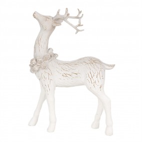 26PR4284 Figurine décorative Cerf 19 cm Blanc Plastique