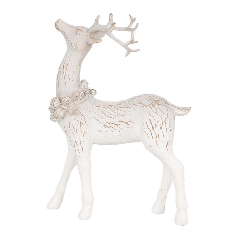 6PR4284 Figurine décorative Cerf 19 cm Blanc Plastique