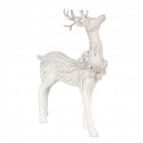 26PR4284 Figurine décorative Cerf 19 cm Blanc Plastique