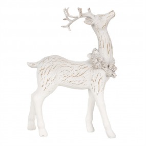 26PR4284 Figurine décorative Cerf 19 cm Blanc Plastique