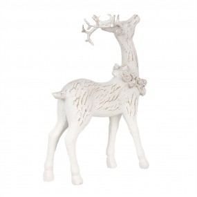 26PR4284 Figurine décorative Cerf 19 cm Blanc Plastique