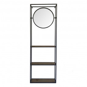 252S186 Mirror 53x165 cm Black Wood Round Large Mirror