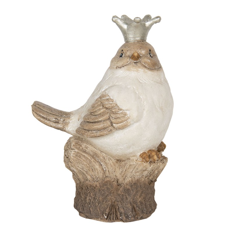 6PR2967 Figurine Oiseau 14x9x19 cm Blanc Beige Polyrésine Accessoires de maison