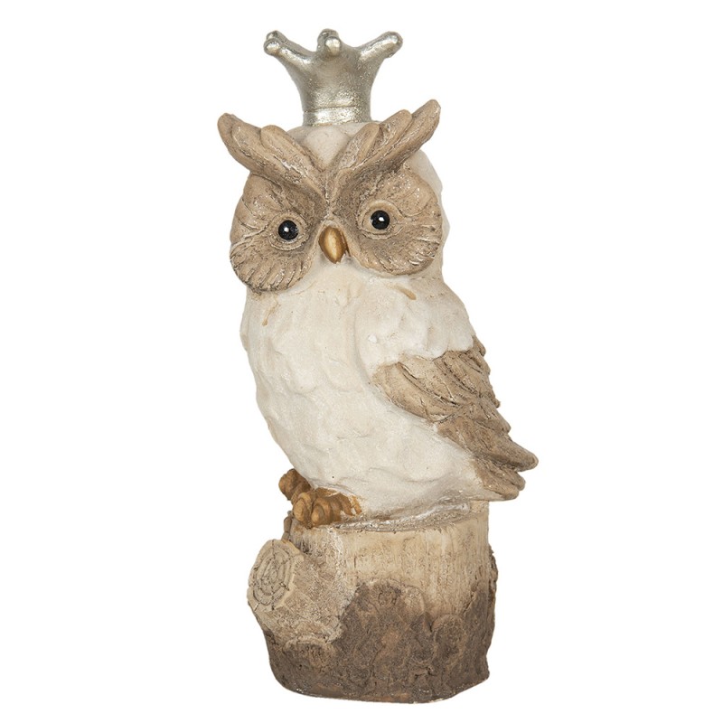 6PR2968 Figurine Owl 12x9x25 cm Brown Beige Polyresin Home Accessories
