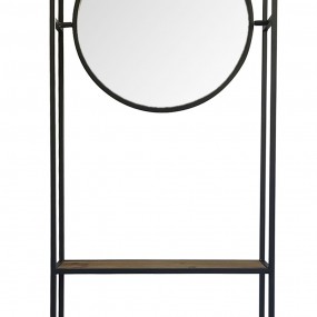 252S186 Spiegel 53x165 cm Schwarz Holz Rund Großer Spiegel