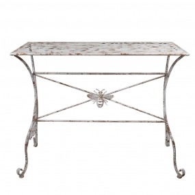 25Y1244 Table de jardin 112x50x86 cm Blanc Marron Fer Abeille