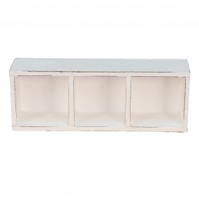 26H1987W Boîte en bois 33x12x7 cm Blanc Bois Rectangle Coffre de Rangement