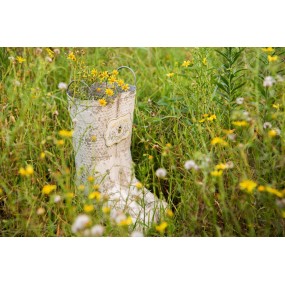 26Y4253 Porte-plante Botte 18x24x31/35 cm Gris Métal Pot de fleurs