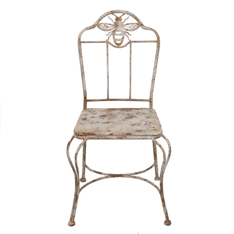 6Y5621 Garden Chair 47x47x91 cm White Brown Iron