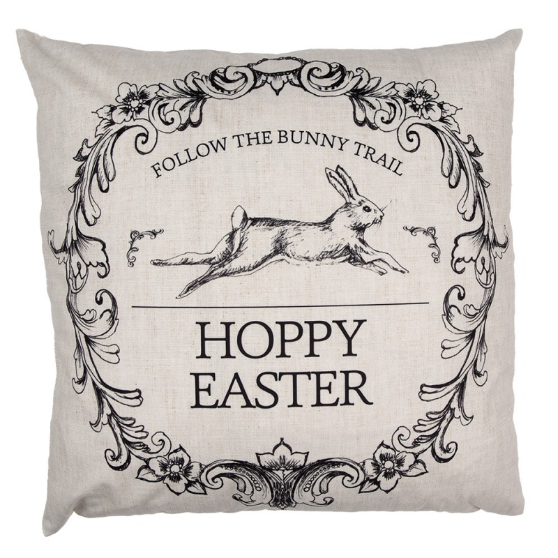 RFL22 Housse de coussin 45x45 cm Beige Noir Polyester Lapin Housse de coussin décorative