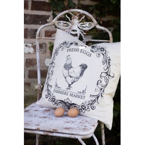 2RFL23 Cushion Cover 45x45 cm Beige Black Polyester Rooster Pillow Cover