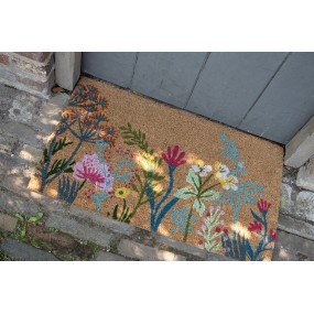 2WFFMC Door Mat 75x45 cm Brown PVS Coconut Fiber Flowers Coconut Mat