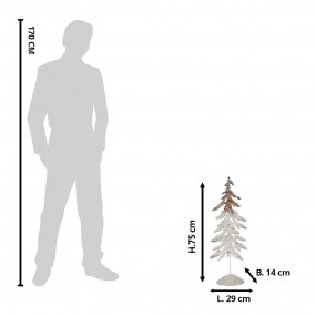 25Y1258 Dekorationsfigur Weihnachtsbaum 75 cm Weiß Braun Metall