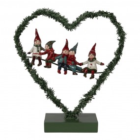 265531 Christmas Decoration with LED Lighting Heart 26x9x28 cm Green Metal Heart-Shaped