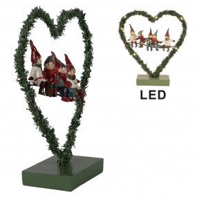 265531 Christmas Decoration with LED Lighting Heart 26x9x28 cm Green Metal Heart-Shaped