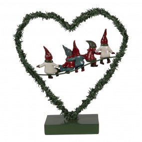 265531 Christmas Decoration with LED Lighting Heart 26x9x28 cm Green Metal Heart-Shaped