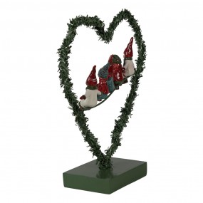 265531 Christmas Decoration with LED Lighting Heart 26x9x28 cm Green Metal Heart-Shaped