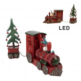 26PR4239 Christmas Decoration with LED Lighting Train 30x7x21 cm Red Plastic