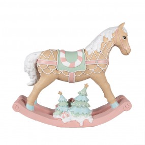 26PR4260 Christmas Decoration Figurine Rocking Horse 41x10x37 cm Beige Pink Plastic