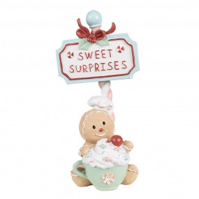 26PR4269 Kerstdecoratie Beeld Gingerbread man 25 cm Beige Kunststof