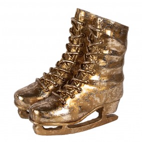 26PR4280 Dekorationsfigur Schlittschuhe 15x12x17 cm Goldfarbig Kunststoff