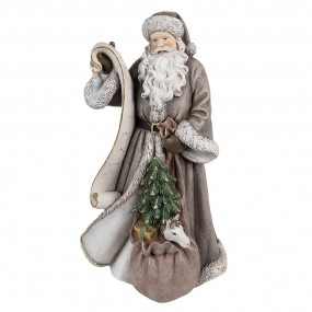 26PR4282 Kerstdecoratie Beeld Kerstman 22x18x40 cm Grijs Kunststof