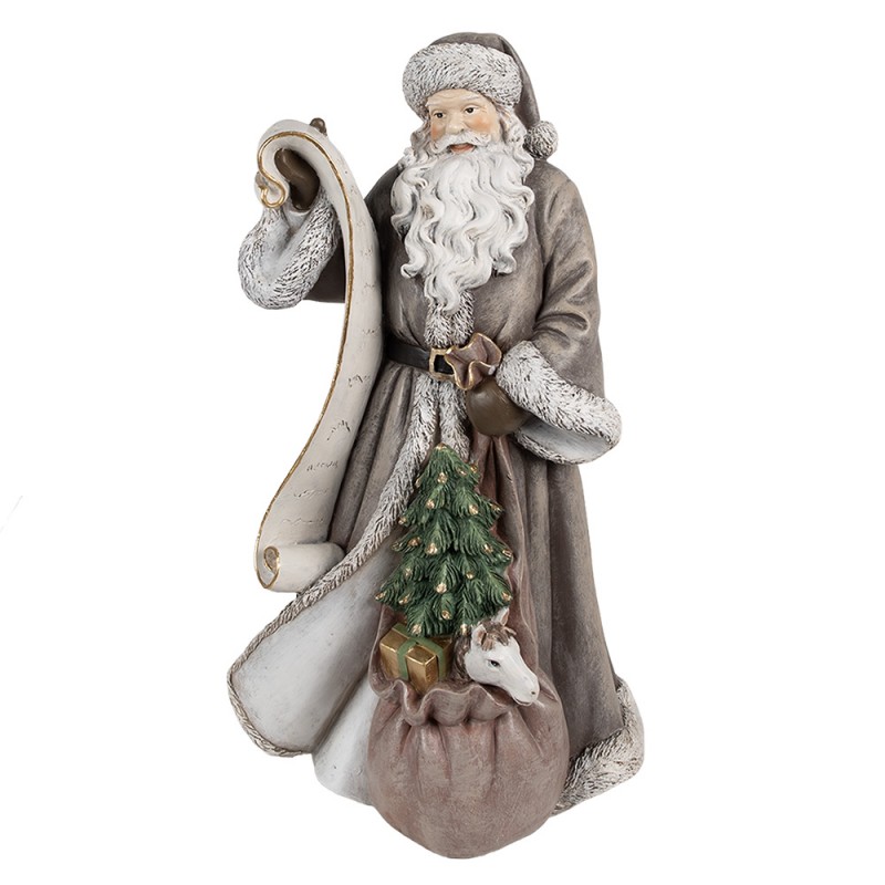 6PR4282 Christmas Decoration Figurine Santa Claus 22x18x40 cm Grey Plastic