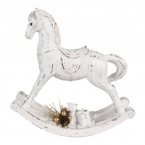 26PR4285 Figure de Noël Cheval à bascule 25x7x25 cm Blanc Plastique