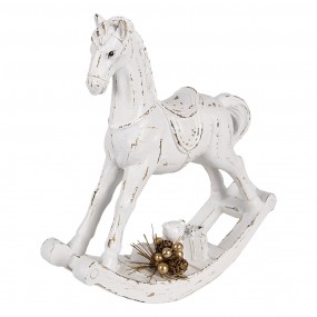 26PR4285 Figure de Noël Cheval à bascule 25x7x25 cm Blanc Plastique