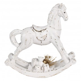 26PR4285 Figure de Noël Cheval à bascule 25x7x25 cm Blanc Plastique