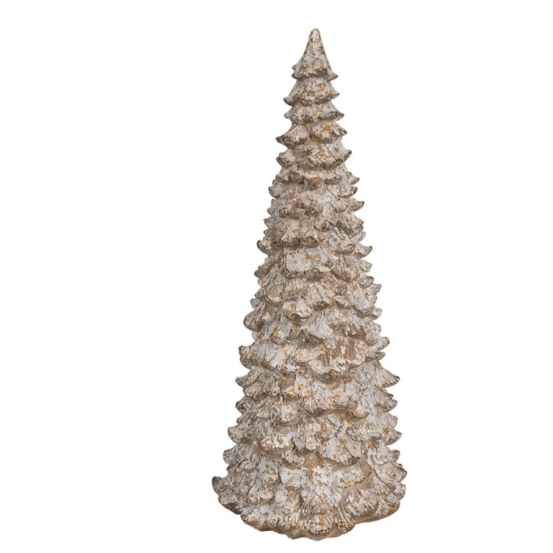 6PR4288 Decoratie Beeld Kerstboom Ø 13x30 cm Wit Beige Kunststof